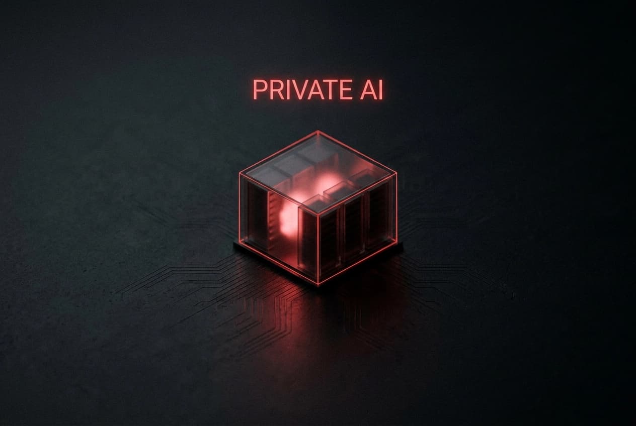Professional header image for industry analysis: Private AI: The Enterprise Infrastructure Layer Public Cl...